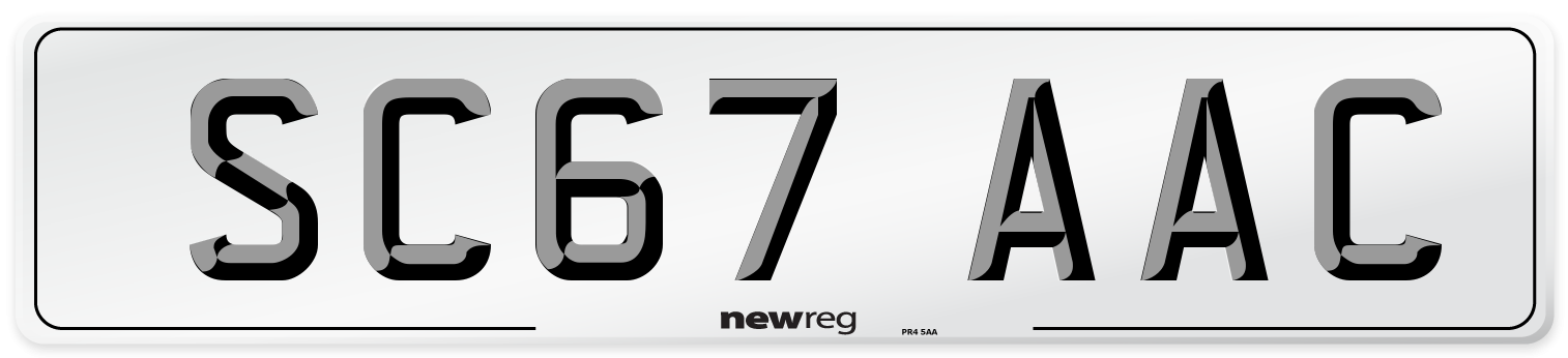 SC67 AAC Number Plate from New Reg
